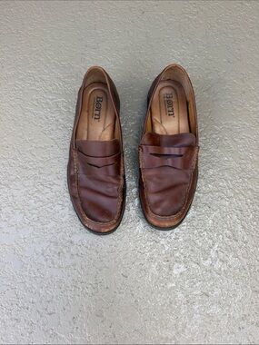 Born Brown Leather Penny-Style Slip-On Loafers